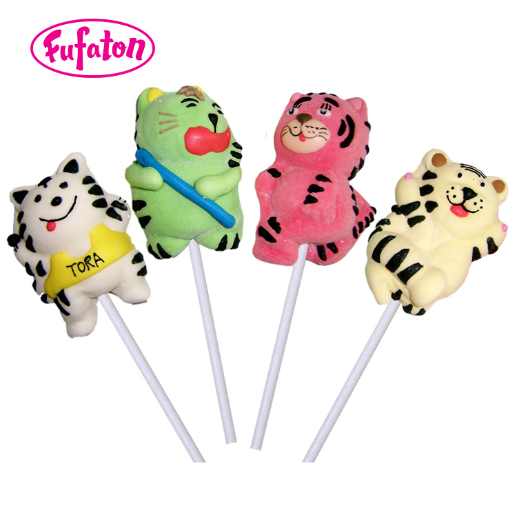 Tiger Shaped Cartoon Marshmallow Lollipop Candy | Cartoon Candy Manufacturer & Wholesale Supplier