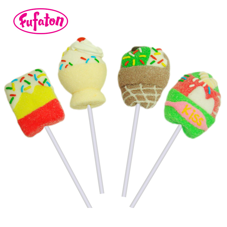 Hand Decorated Ice Cream Shaped Marshmallow Lollipop Candy | OEM Marshmallow Manufacturer