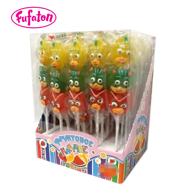 Cartoon shaped jelly lollipop on a kebab