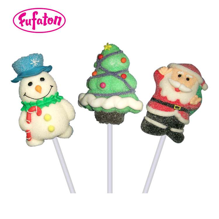 Hand decorated marshmallow candy lollipop for Christmas