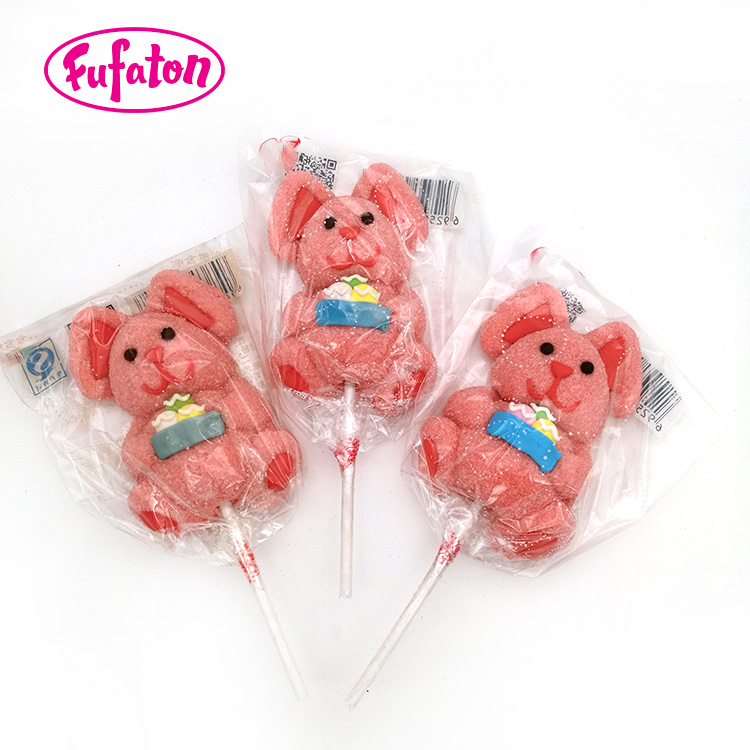 Rabbit Shaped Marshmallow Lollipop Candy | Animal Novelty Candy Manufacturer & Supplier