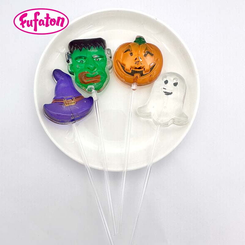 Pumpkin Ghost Halloween Shaped Decorated Lollipop