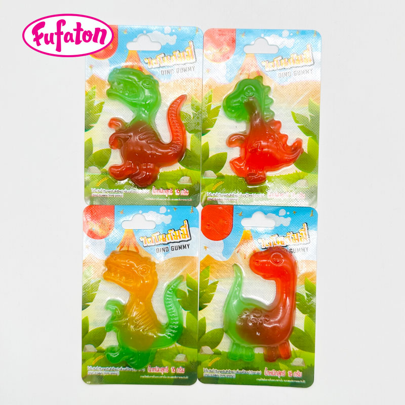 Shaped Soft Dino Gummy Candy with Blister Card