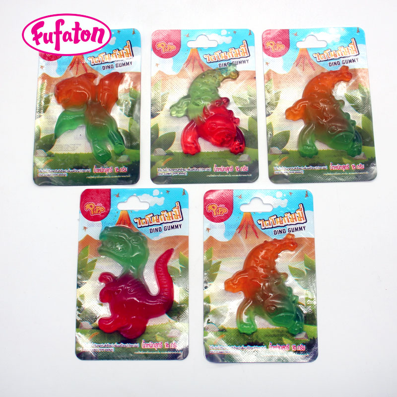 Shaped Soft Dino Gummy Candy with Blister Card